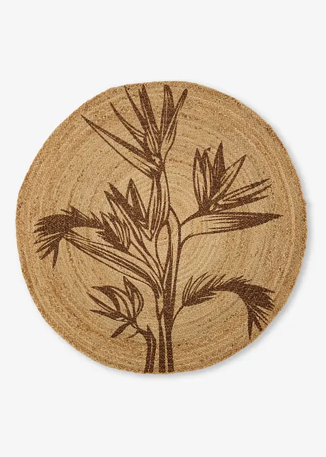 Runder Juteteppich in beige von vorne - bonprix