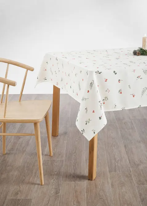 Tischdecke mit Weihnachtsmotiv in weiß - bonprix