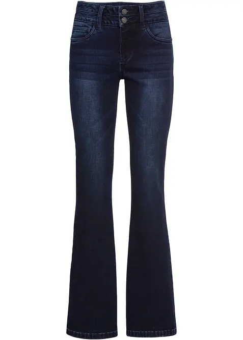 Bootcut-Jeans High Waist, Shaping in blau von vorne - bonprix