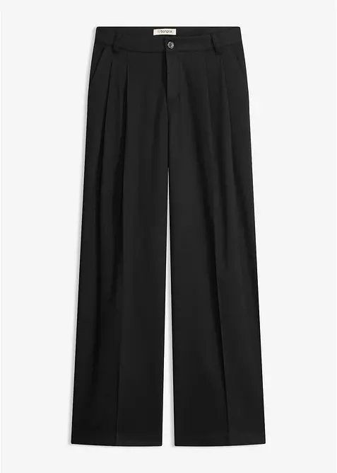 Weite Bundfaltenhose in schwarz von vorne - bonprix