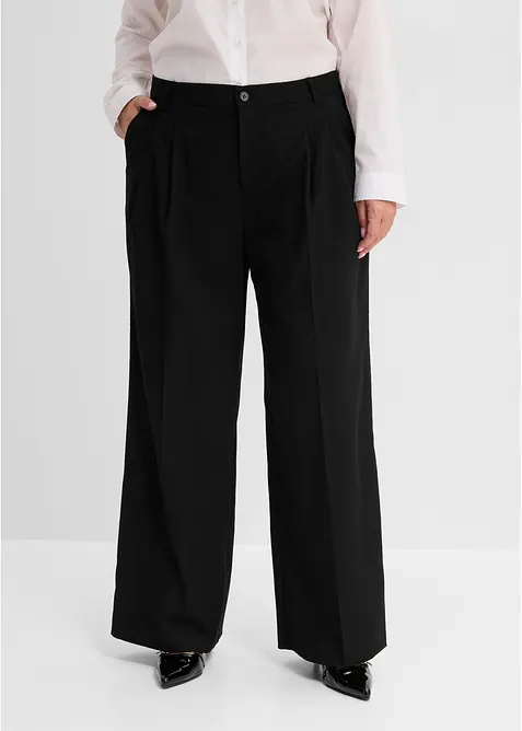 Weite Bundfaltenhose in schwarz von vorne - bonprix