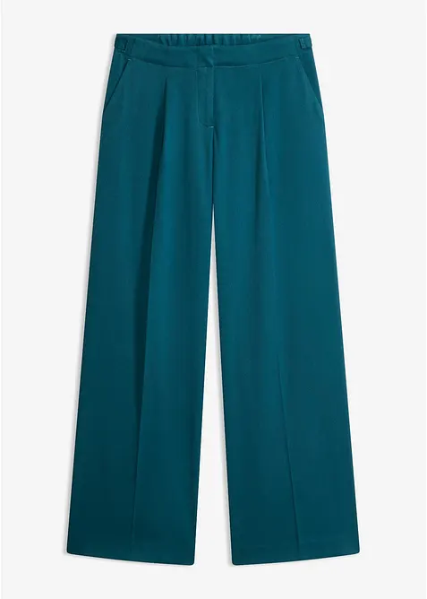 Palazzo-Hose aus fließendem Viskose-Mix in petrol von vorne - bonprix