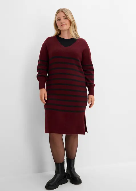 Strickkleid in rot von vorne (Totalaufnahme) - bonprix