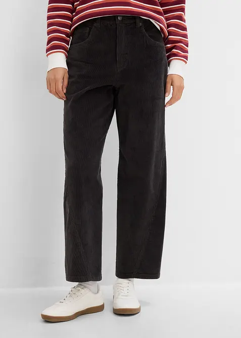 Barrel-Cordhose aus Baumwoll-Mix in grau von vorne - bonprix