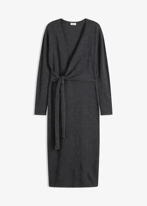 Midi-Strickkleid in grau von vorne - bonprix
