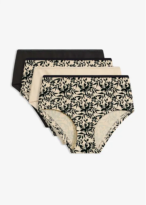 Maxipanty (4er Pack) mit Bio-Baumwolle in schwarz von vorne - bonprix