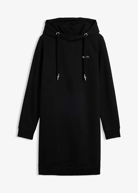 Sweatkleid mit Kapuze in schwarz von vorne - bonprix