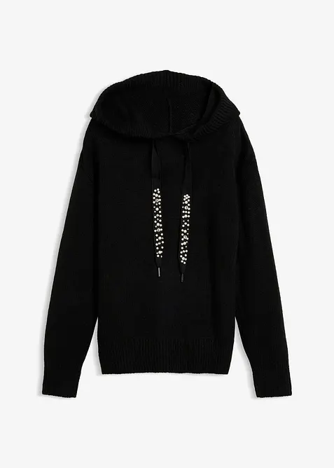 Oversize-Pullover in schwarz von vorne - bonprix