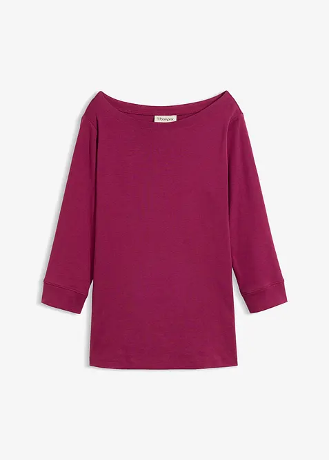 Langarmshirt aus reiner Bio-Baumwolle in lila von vorne - bonprix