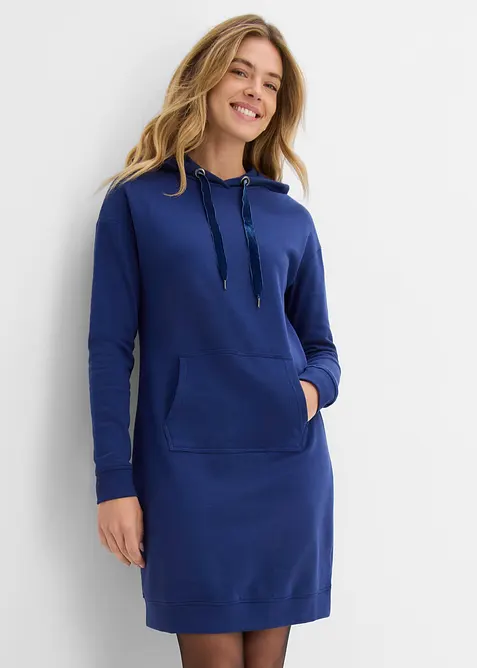 Mini-Sweatkleid in blau von vorne (Totalaufnahme) - bonprix