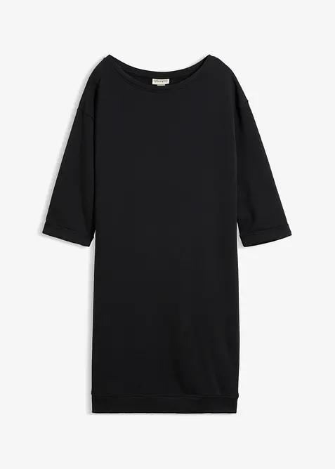 Sweatkleid, 3/4-Arm, innen weich angeraut in schwarz von vorne - bonprix