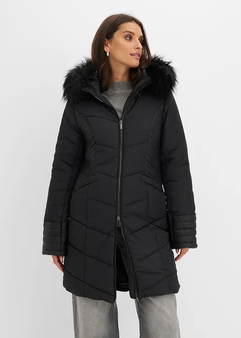Steppmantel in schwarz von vorne (Totalaufnahme) - bonprix