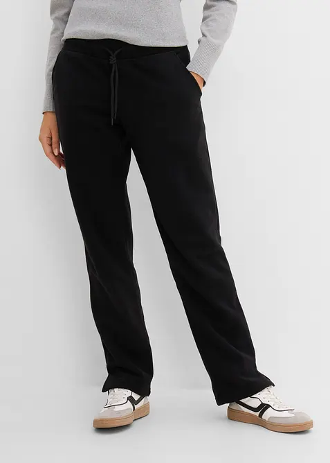 Schlupfhose aus Fleece in schwarz von vorne - bonprix