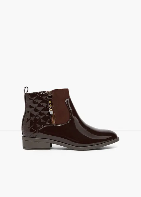 Stiefeletten in Lack-Optik in braun - bonprix