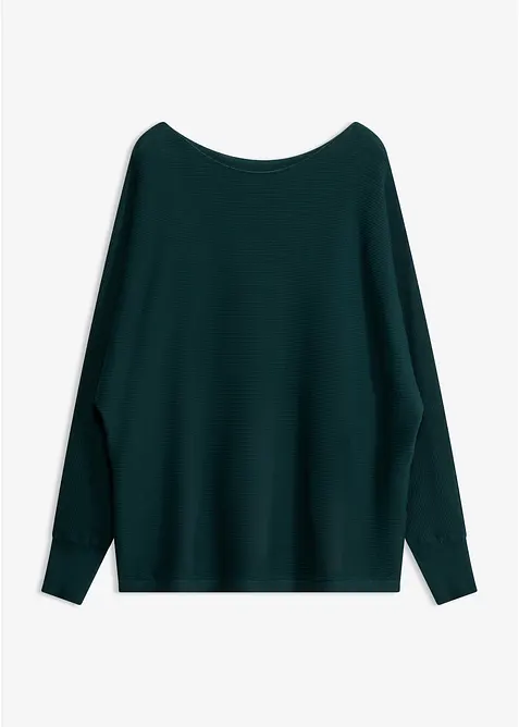 Oversized Pullover mit Fledermausärmeln in grün von vorne - bonprix