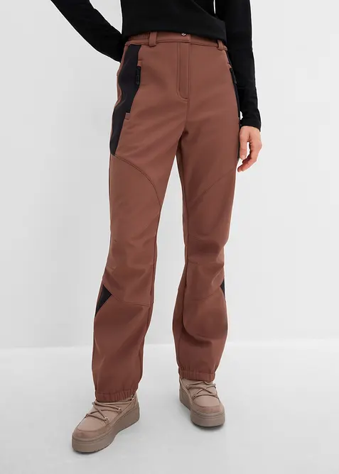 wasserabweisende Softshell-Hose in braun von vorne - bonprix