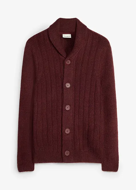 Strickjacke mit Rippenmuster in rot von vorne - bonprix