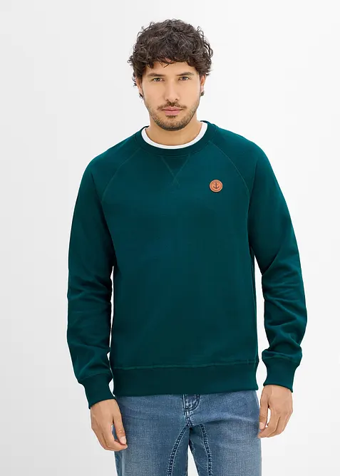 Sweatshirt aus weichem Baumwoll-Mix (2er Pack) in petrol von vorne (im Anschnitt) - bonprix