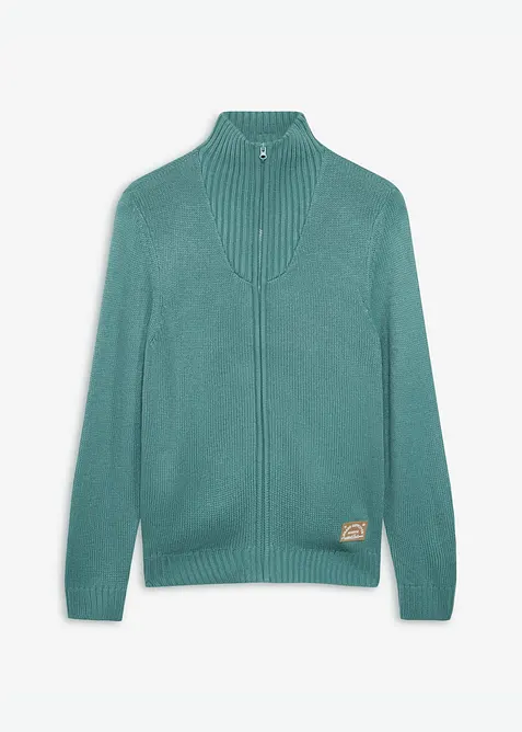 Grobstrickjacke mit Stehkragen in grün von vorne - bonprix