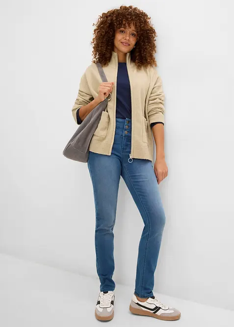Wärmende Skinny Jeans High Waist, Shaping in blau im Look von vorne (Totalaufnahme) - bonprix