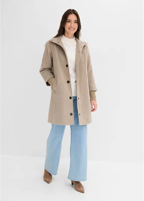 Kurzmantel in Wolloptik in braun im Look von vorne (Totalaufnahme) - bonprix