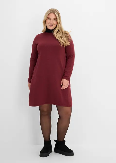 Strickkleid in A-Linie in rot von vorne (Totalaufnahme) - bonprix