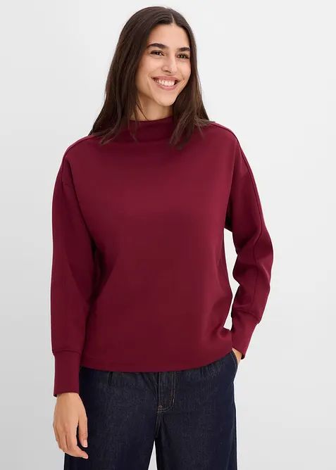 Oversize-Sweatshirt aus weichem Scuba in rot von vorne (im Anschnitt) - bonprix