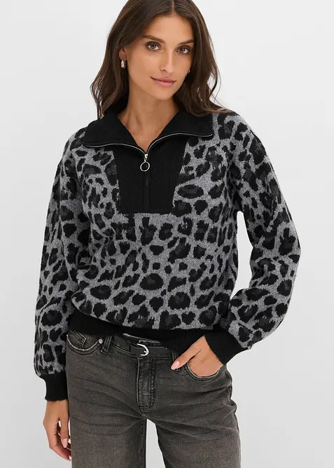 Oversized Troyer in schwarz von vorne (im Anschnitt) - bonprix