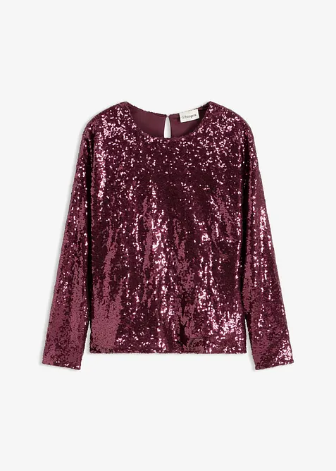 Pailletten-Langarmshirt in rot von vorne - bonprix