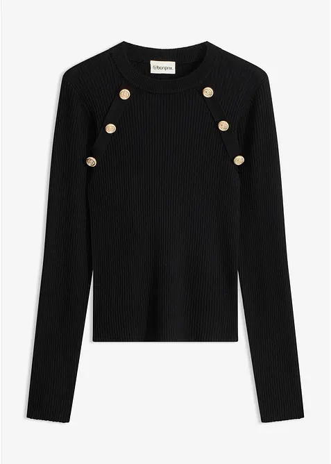 Feinstrickpullover aus Viskose-Mix in schwarz von vorne - bonprix