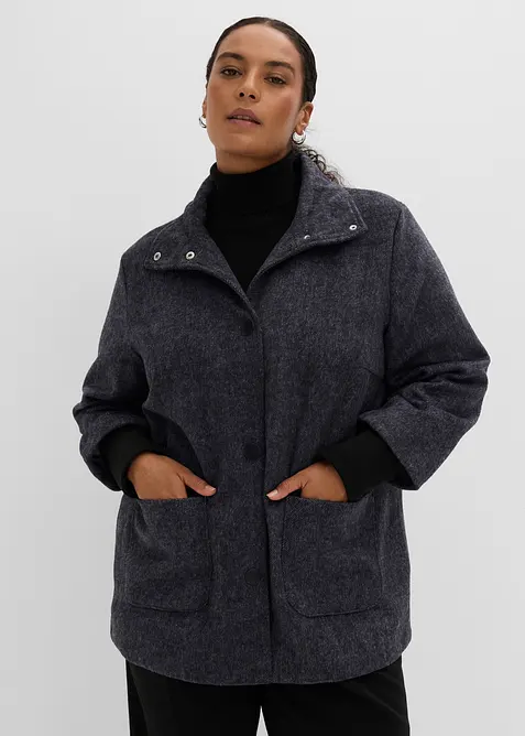 Jacke mit Stehkragen in schwarz von vorne (im Anschnitt) - bonprix