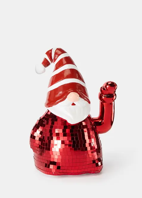 Deko-Figur Weihnachtsmann mit beweglichem Winkearm in rot von vorne - bonprix