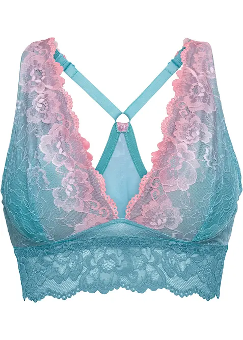 Bustier mit zarter Spitze im Farbverlauf in blau von vorne - bonprix