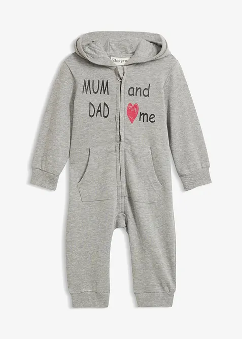 Sweat-Overall in grau von vorne - bonprix