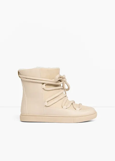 Gefütterte Schnürboots in beige - bonprix