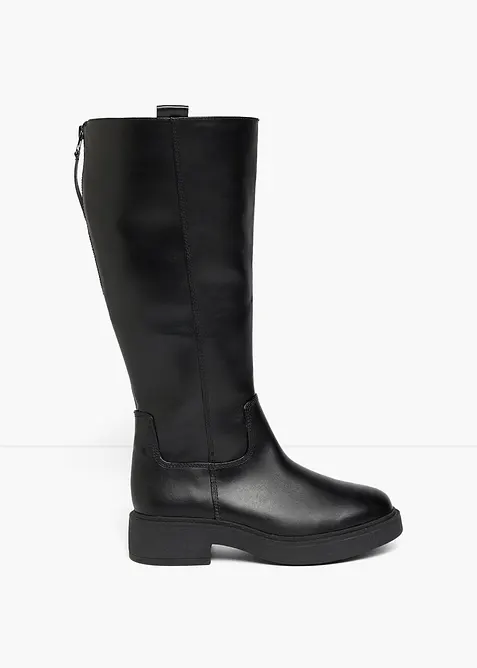 Weitschaftstiefel mit Reißverschluss in schwarz - bonprix