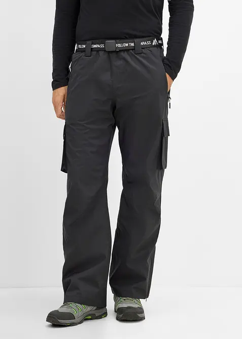 Ski Thermo-Cargohose mit Fleecefutter, wasserdicht in schwarz von vorne - bonprix