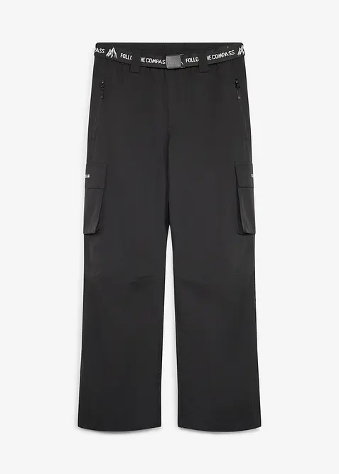 Ski Thermo-Cargohose mit Fleecefutter, wasserdicht in schwarz von vorne - bonprix