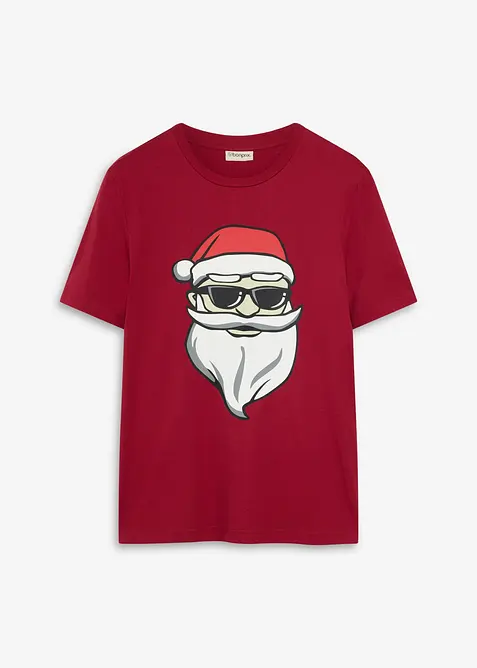 T-Shirt mit Weihnachtsmotiv in rot von vorne - bonprix