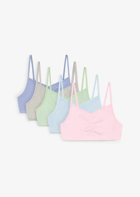 Bustier aus elastischem Bio-Baumwoll-Mix (5er Pack) in grün von vorne - bonprix