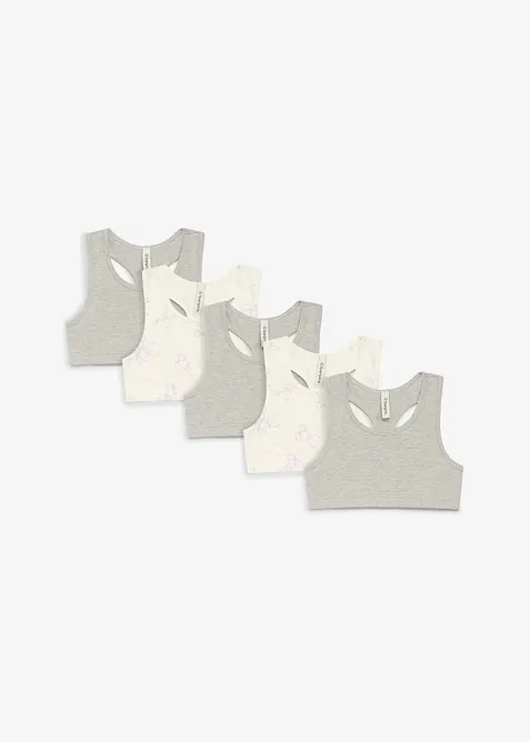 Bustier aus elastischem Bio-Baumwoll-Mix (5er Pack) in grau von vorne - bonprix