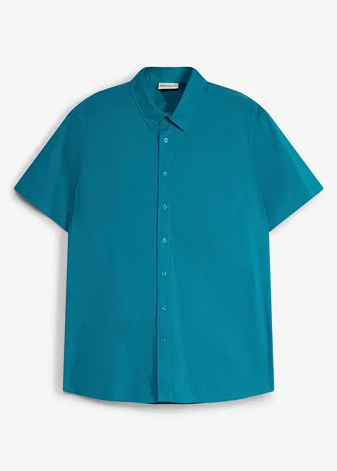 Kurzarmhemd in Slim Fit in petrol von vorne - bonprix