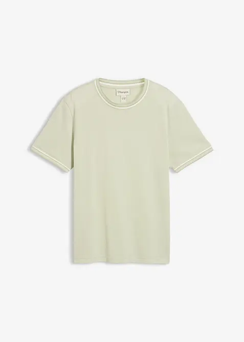 T-Shirt aus robustem Piqué in grün von vorne - bonprix