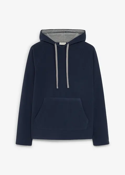 Fleecepullover mit Kapuze in blau von vorne - bonprix