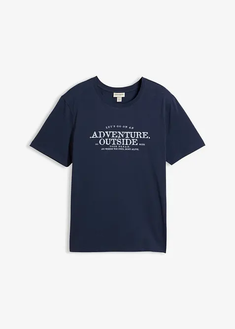 T-Shirt aus reiner Baumwolle in blau von vorne - bonprix