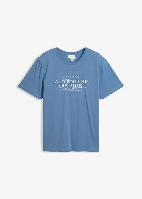 T-Shirt aus reiner Baumwolle in blau von vorne - bonprix