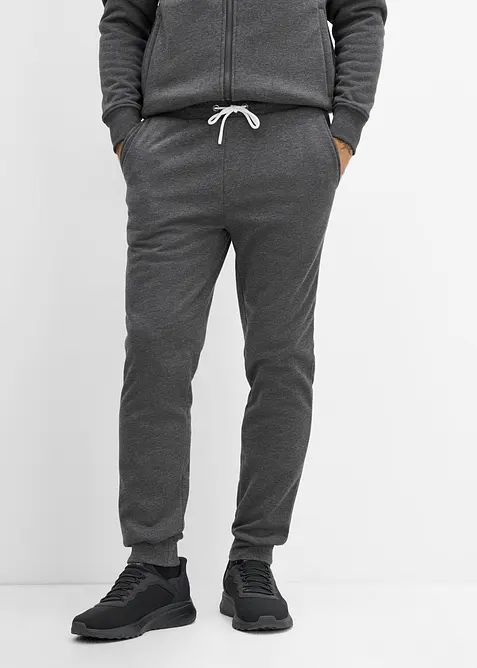 Thermo-Jogginghose mit flauschigem Teddyfleece in grau von vorne - bonprix