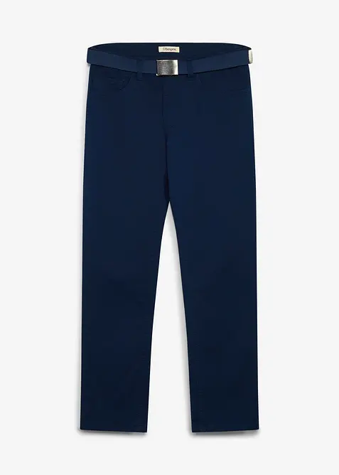 Regular Fit Thermohose mit Gürtel, Straight in blau von vorne - bonprix