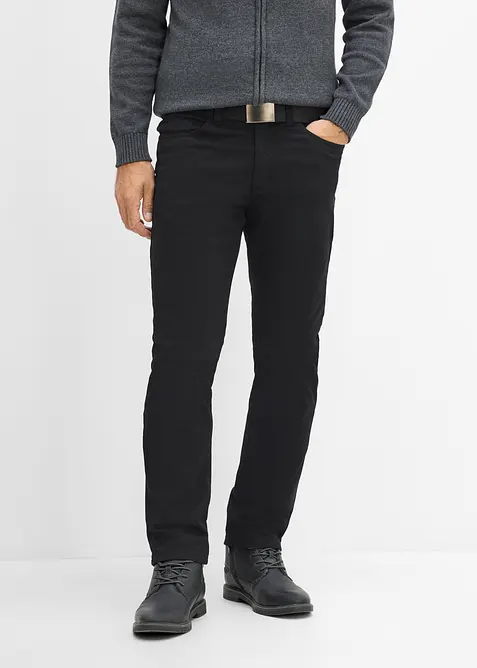 Regular Fit Thermohose mit Gürtel, Straight in schwarz von vorne - bonprix