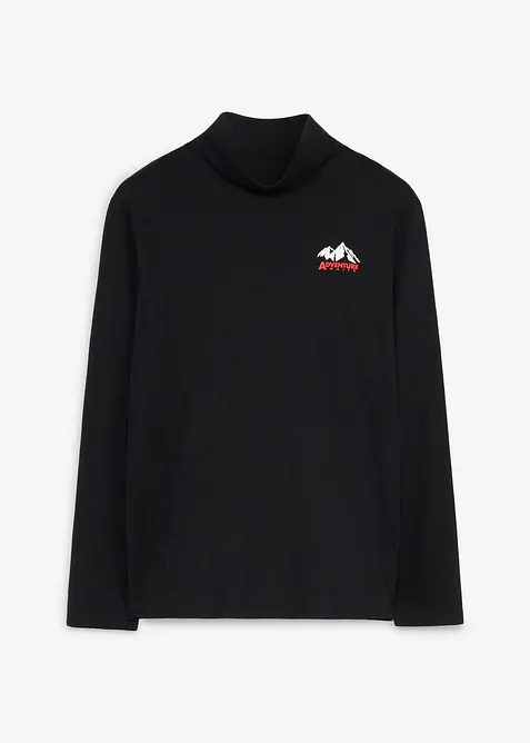 Rollkragenshirt aus reiner Bio-Baumwolle in schwarz von vorne - bonprix